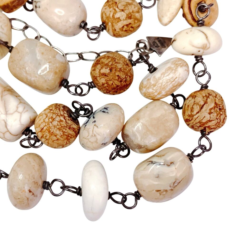 Retired Signed Silpada N1692 Necklace Sterling Silver White Howlite African Opal
